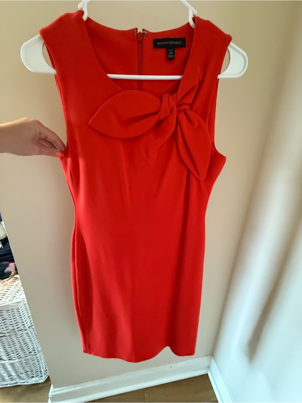 Banana Republic Bright Red Bow-Detail Sheath Dress